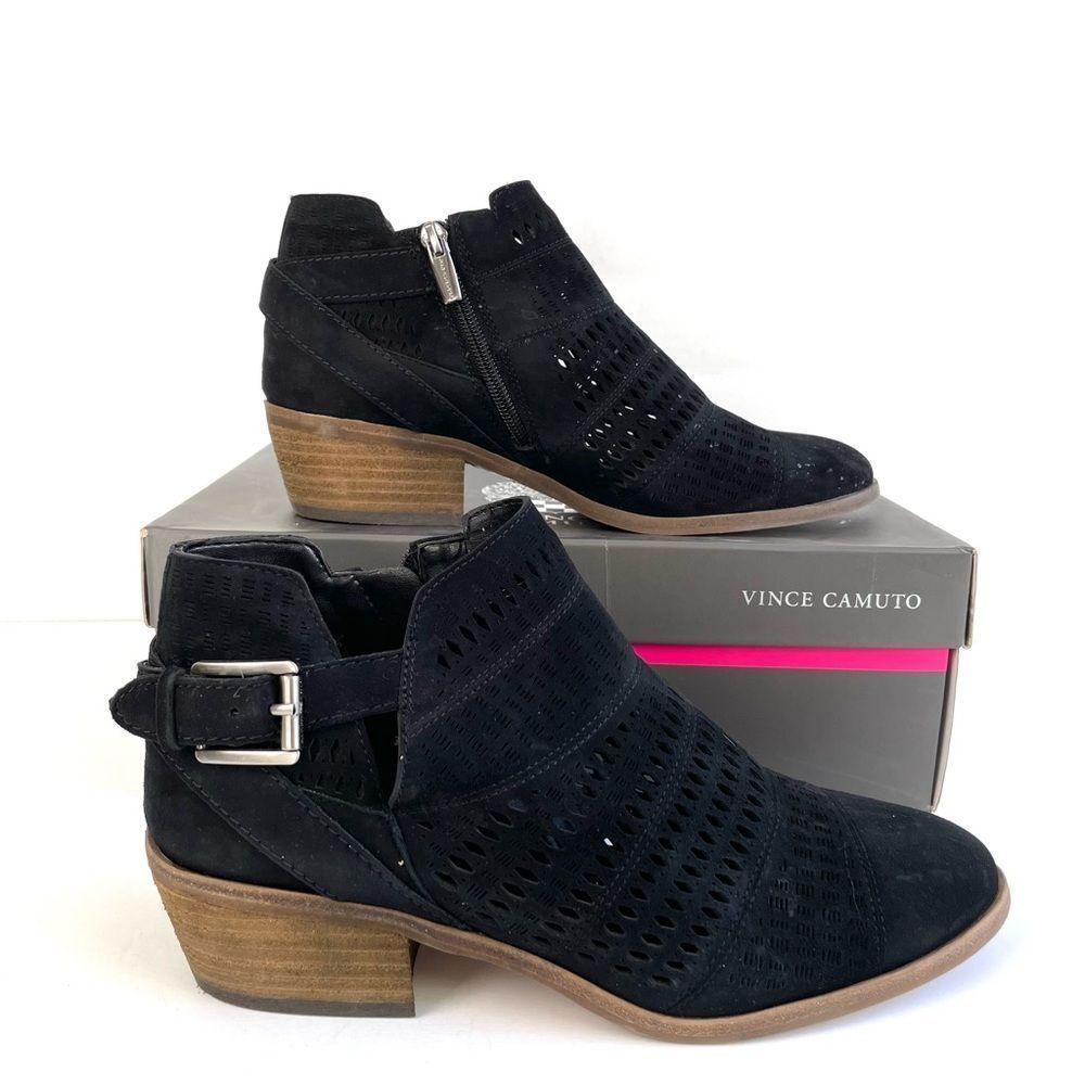 Vince Camuto Leather Suede Perforated Booties